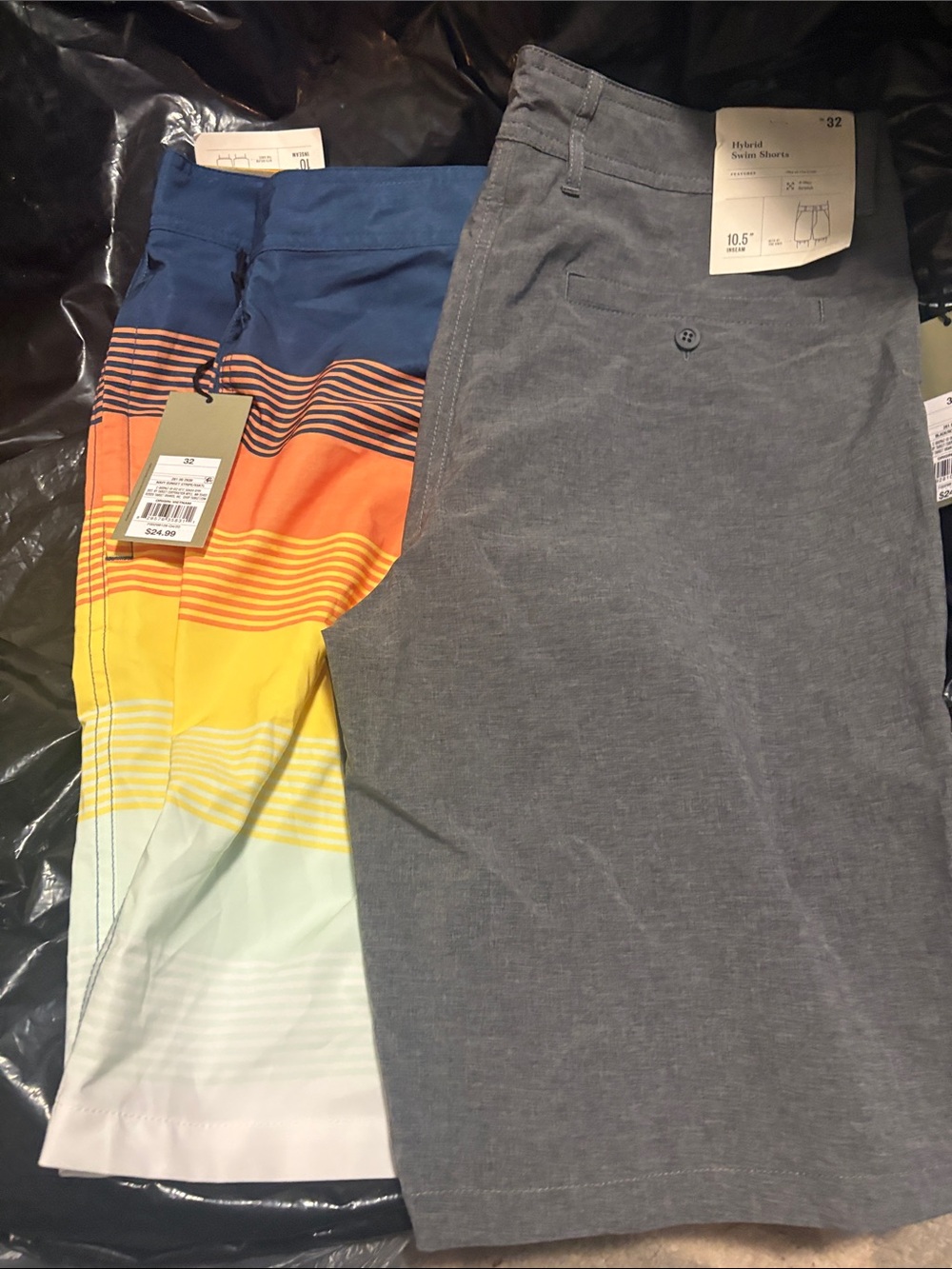 Men's Gray Hybrid Swim Shorts and stripe swim shorts